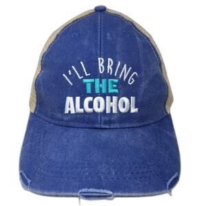 I'll Bring The Alcohol Snapback Trucker Hat Blue One Size Adjustable Piper Lou